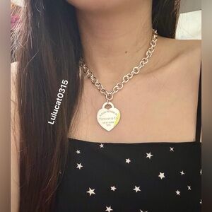 Tiffany & Co. XL Heart Rtt 16” Choker Necklace In Sterling Silver